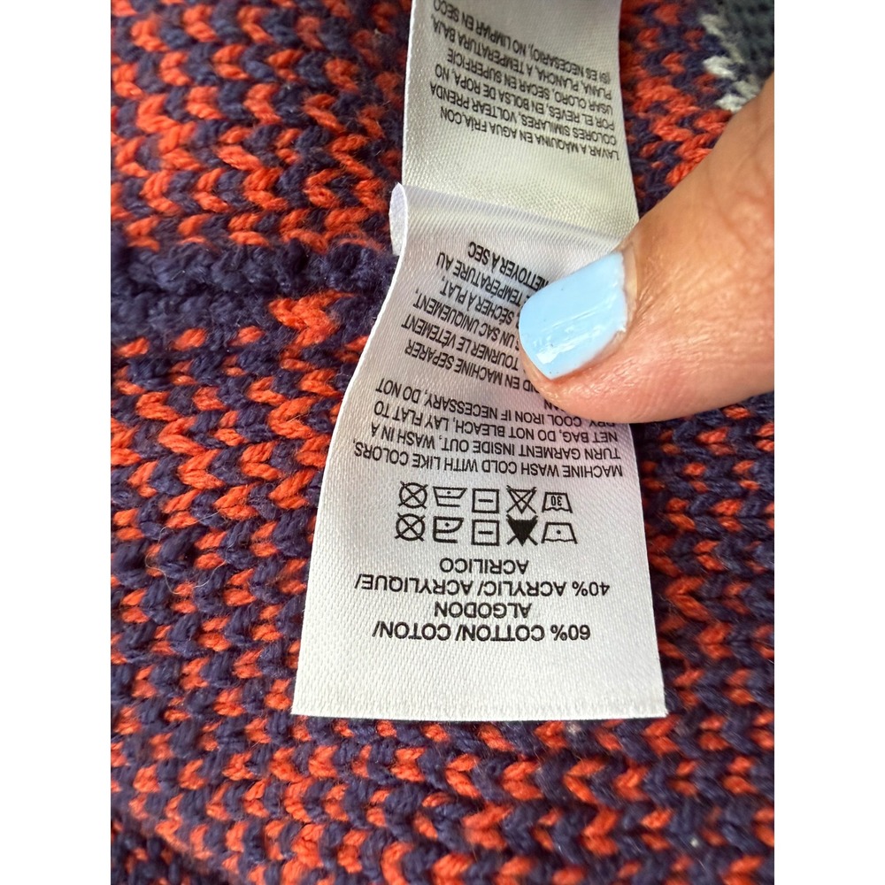 Lucky Brand Womens Southwestern Intarsia Shawl Cardigan Navy Red XL RN80318 - Picture 7 of 7